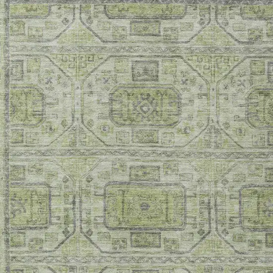 Artichoke Green And Gray Geometric Washable Indoor Outdoor Area Rug Photo 7