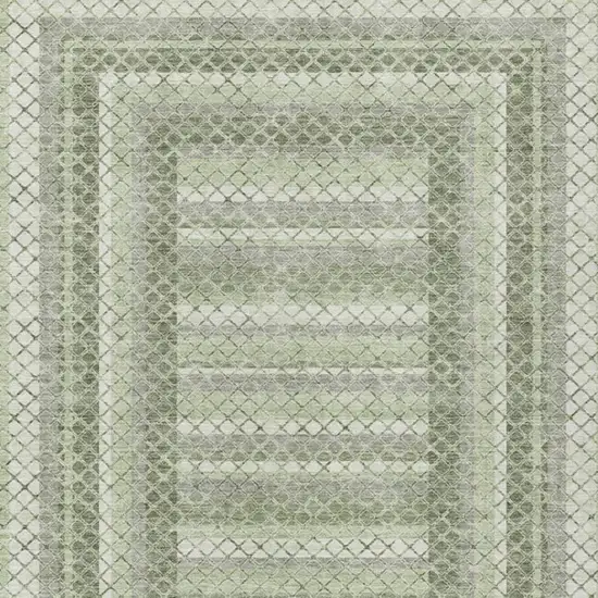 Artichoke Green And Gray Geometric Washable Indoor Outdoor Area Rug Photo 3