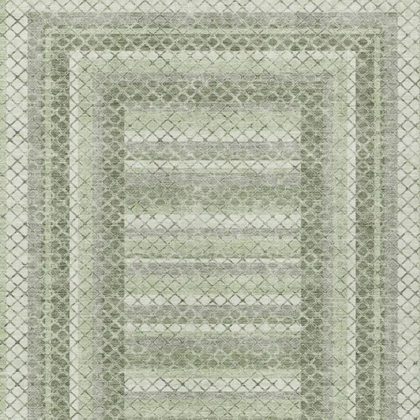 Artichoke Green And Gray Geometric Washable Indoor Outdoor Area Rug Photo 3