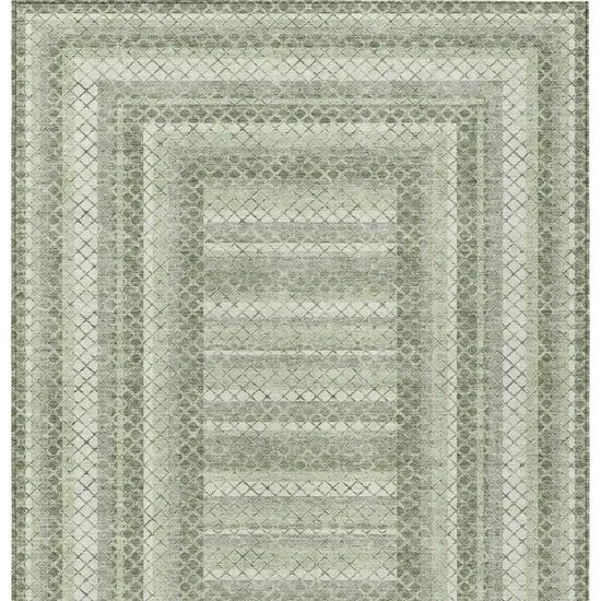 Artichoke Green And Gray Geometric Washable Indoor Outdoor Area Rug Photo 4