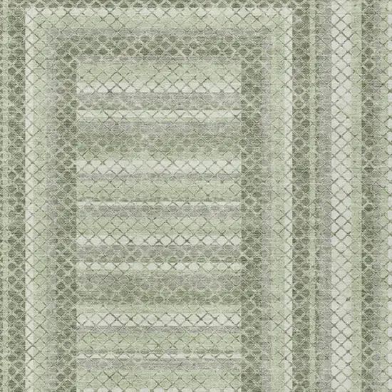 Artichoke Green And Gray Geometric Washable Indoor Outdoor Area Rug Photo 4