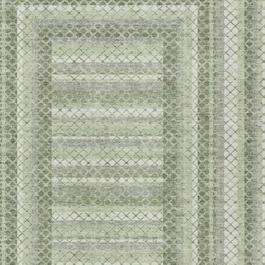 Artichoke Green And Gray Geometric Washable Indoor Outdoor Area Rug Photo 4