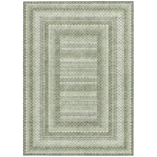 Artichoke Green And Gray Geometric Washable Indoor Outdoor Area Rug Photo 3