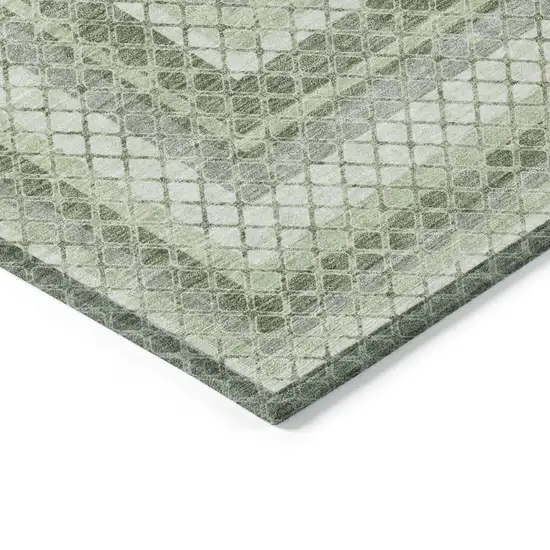 Artichoke Green And Gray Geometric Washable Indoor Outdoor Area Rug Photo 9
