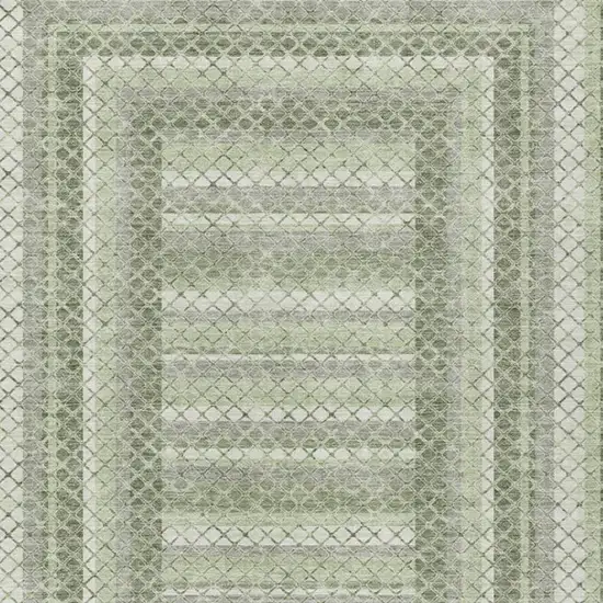 Artichoke Green And Gray Geometric Washable Indoor Outdoor Area Rug Photo 3