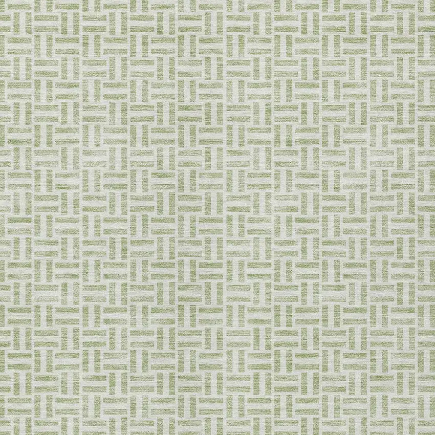 Artichoke Green And Gray Geometric Washable Indoor Outdoor Area Rug Photo 6