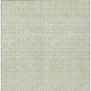 Photo of Artichoke Green And Gray Geometric Washable Indoor Outdoor Area Rug