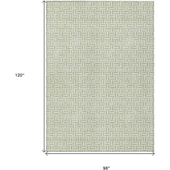 Artichoke Green And Gray Geometric Washable Indoor Outdoor Area Rug Photo 3