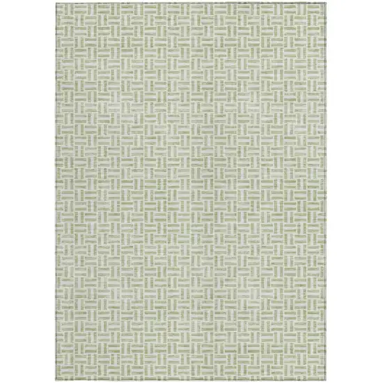 Artichoke Green And Gray Geometric Washable Indoor Outdoor Area Rug Photo 7