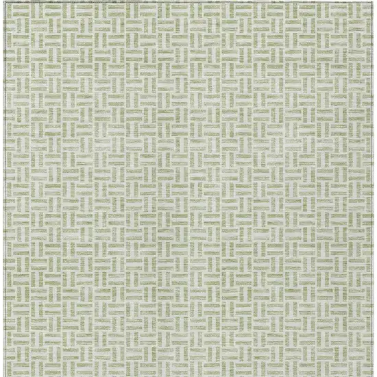 Artichoke Green And Gray Geometric Washable Indoor Outdoor Area Rug Photo 6
