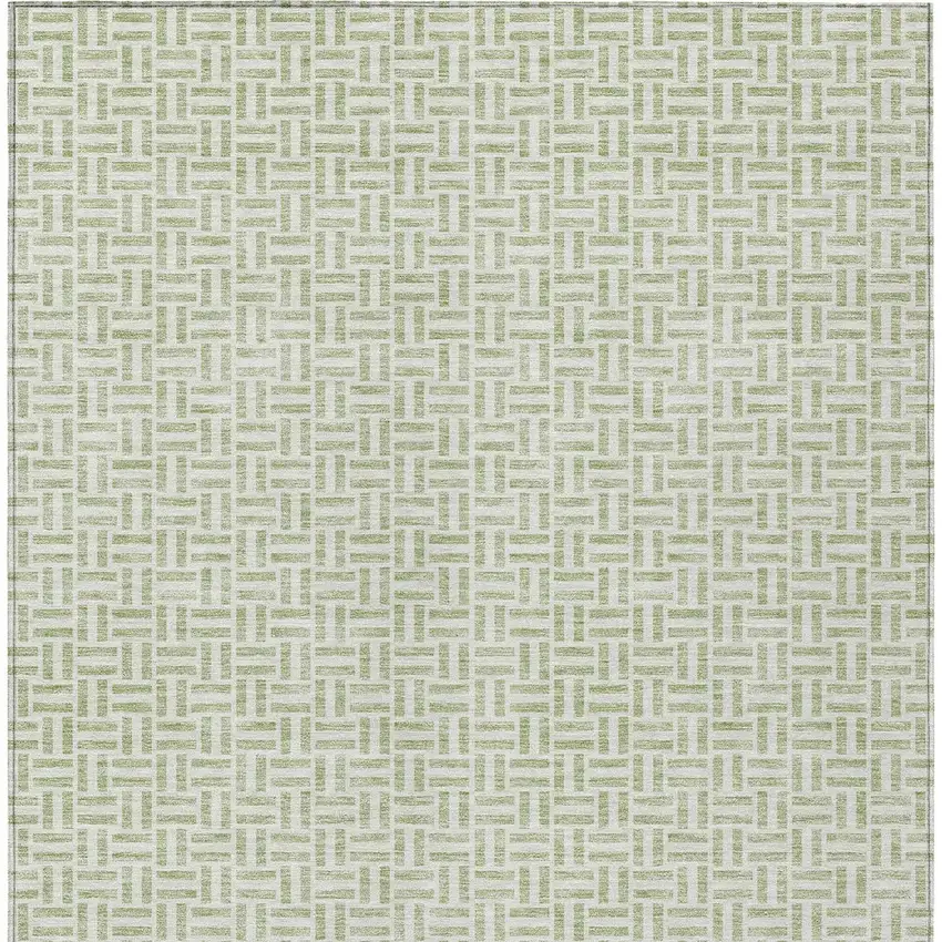 Artichoke Green And Gray Geometric Washable Indoor Outdoor Area Rug Photo 6