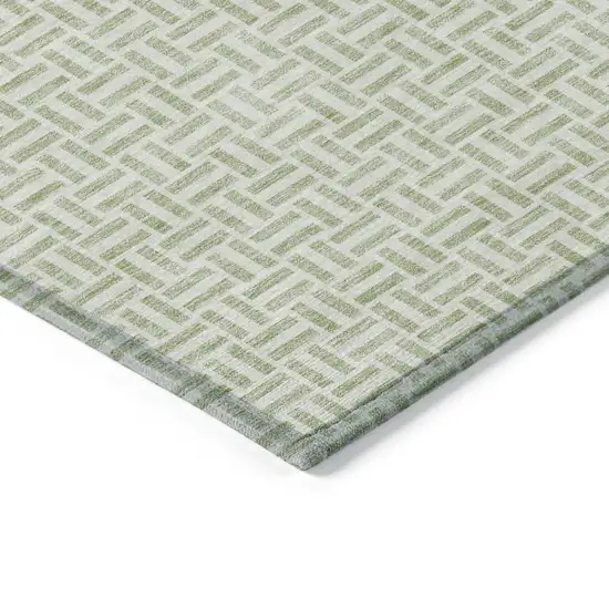 Artichoke Green And Gray Geometric Washable Indoor Outdoor Area Rug Photo 5