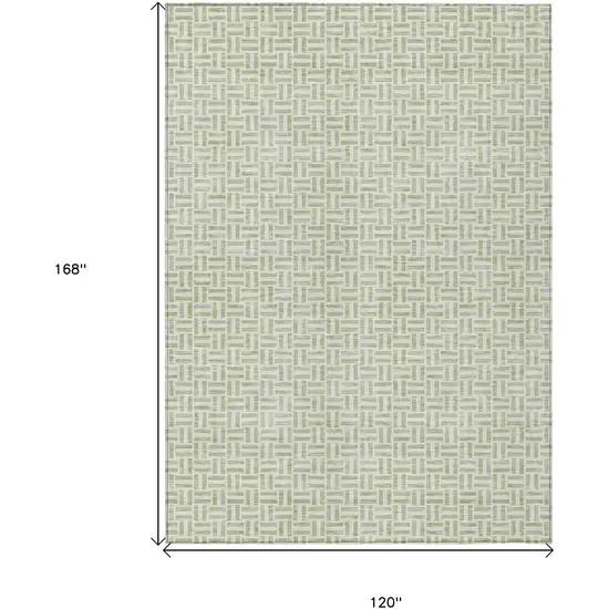 Artichoke Green And Gray Geometric Washable Indoor Outdoor Area Rug Photo 3