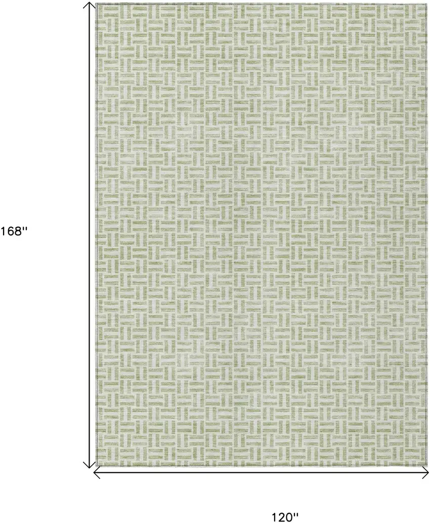 Artichoke Green And Gray Geometric Washable Indoor Outdoor Area Rug Photo 3