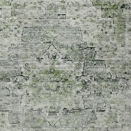 Artichoke Green And Gray Medallion Washable Indoor Outdoor Area Rug Photo 4