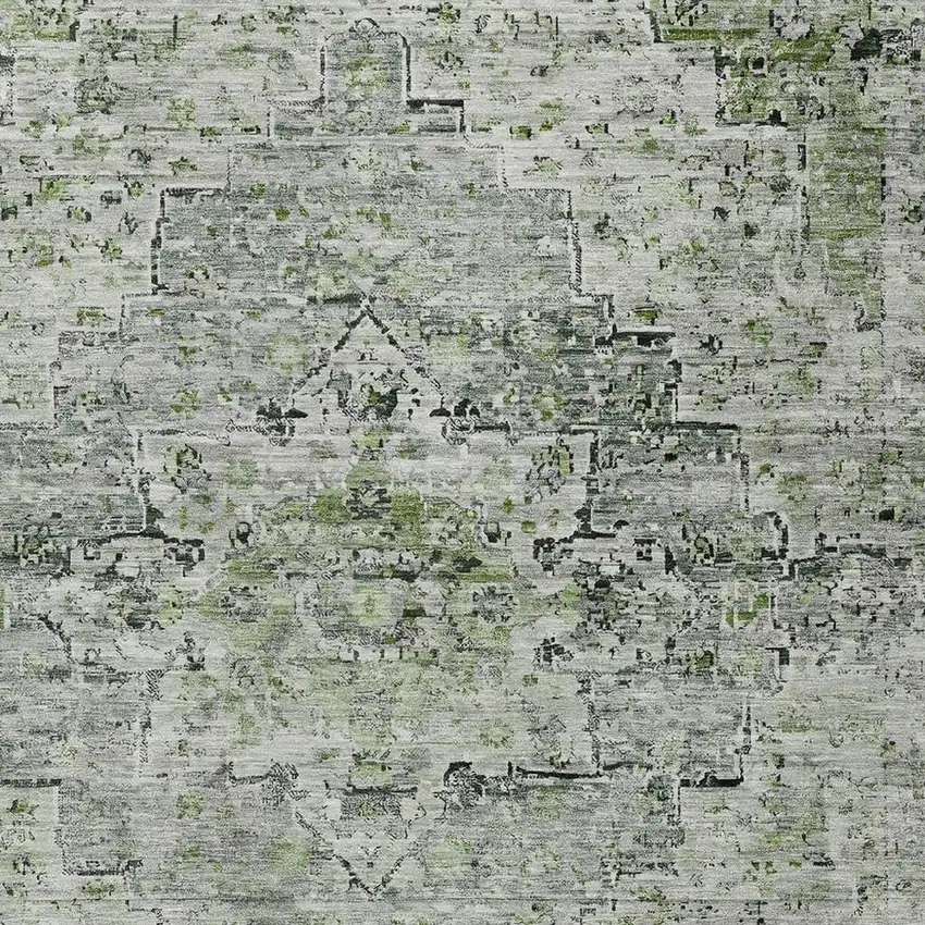 Artichoke Green And Gray Medallion Washable Indoor Outdoor Area Rug Photo 4