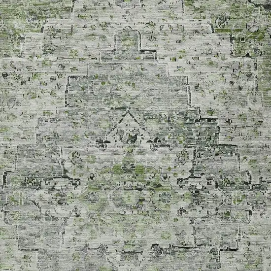 Artichoke Green And Gray Medallion Washable Indoor Outdoor Area Rug Photo 4