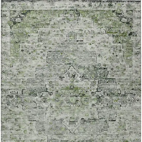 Artichoke Green And Gray Medallion Washable Indoor Outdoor Area Rug Photo 4