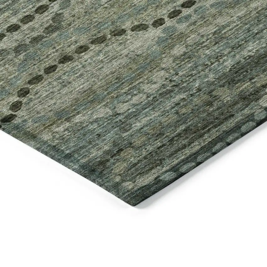Artichoke Green And Gray Ogee Washable Indoor Outdoor Area Rug Photo 9