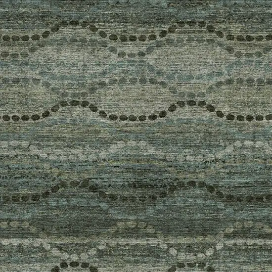 Artichoke Green And Gray Ogee Washable Indoor Outdoor Area Rug Photo 3