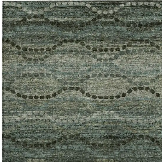 Artichoke Green And Gray Ogee Washable Indoor Outdoor Area Rug Photo 3