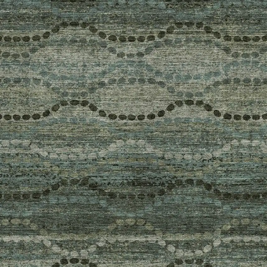 Artichoke Green And Gray Ogee Washable Indoor Outdoor Area Rug Photo 3