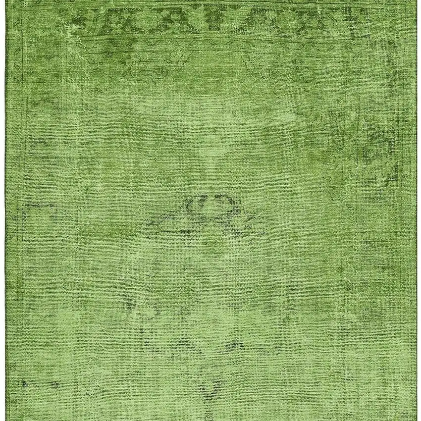 Artichoke Green And Gray Oriental Washable Area Rug With UV Protection Photo 1