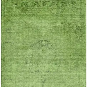 Photo of Artichoke Green And Gray Oriental Washable Area Rug With UV Protection