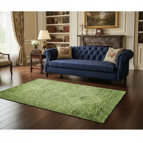 Artichoke Green And Gray Oriental Washable Area Rug With UV Protection Photo 1