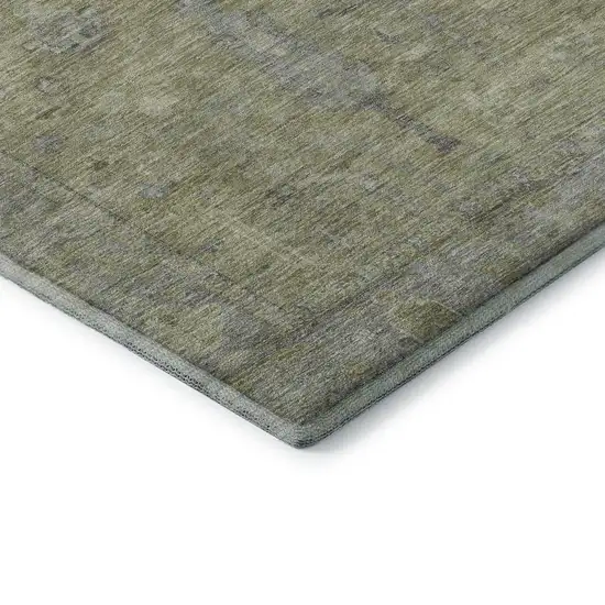 Artichoke Green And Gray Oriental Washable Area Rug With UV Protection Photo 7