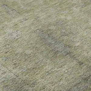 Photo of Artichoke Green And Gray Oriental Washable Area Rug With UV Protection