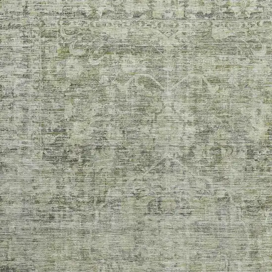 Artichoke Green And Gray Oriental Washable Area Rug With UV Protection Photo 2