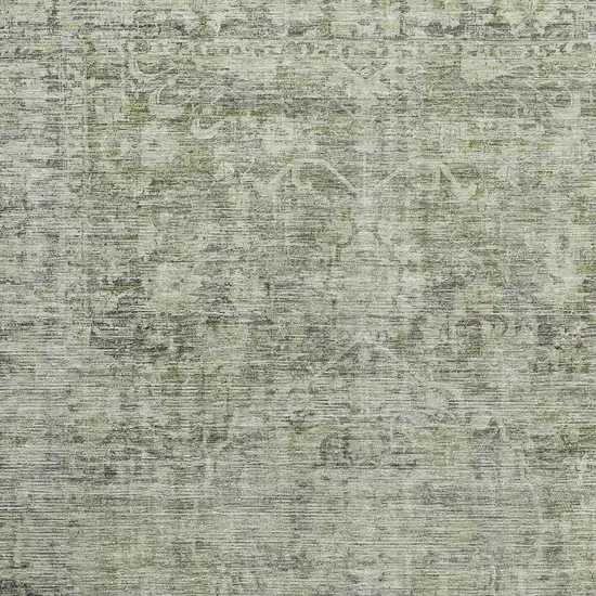 Artichoke Green And Gray Oriental Washable Area Rug With UV Protection Photo 3