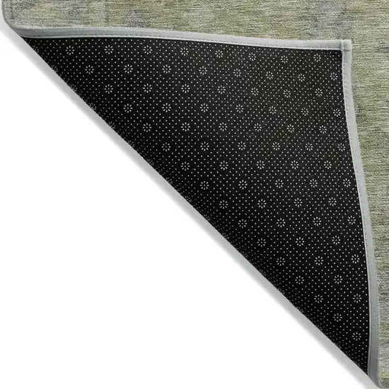 Artichoke Green And Gray Oriental Washable Indoor Outdoor Area Rug Photo 3