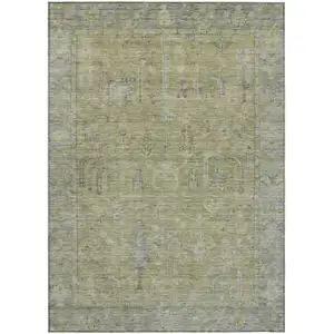 Photo of Artichoke Green And Gray Oriental Washable Indoor Outdoor Area Rug