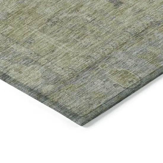 Artichoke Green And Gray Oriental Washable Indoor Outdoor Area Rug Photo 4