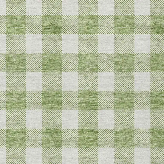Artichoke Green And Gray Plaid Washable Indoor Outdoor Area Rug Photo 4