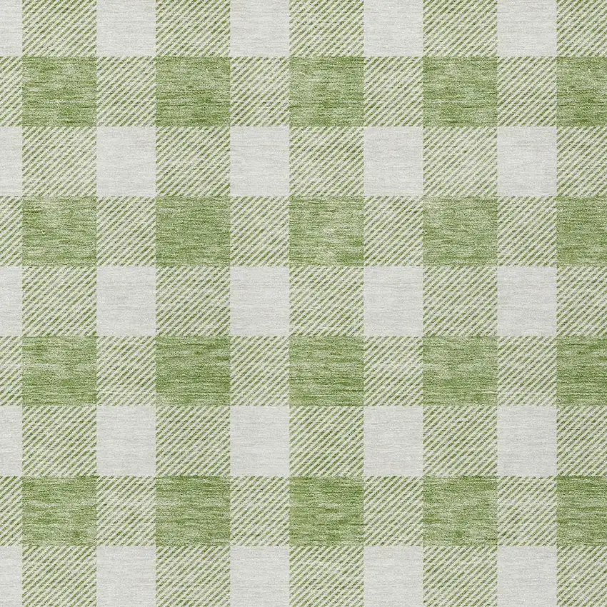 Artichoke Green And Gray Plaid Washable Indoor Outdoor Area Rug Photo 4