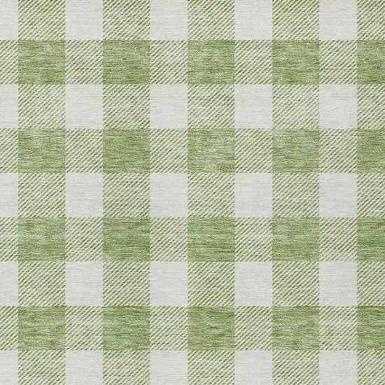 Artichoke Green And Gray Plaid Washable Indoor Outdoor Area Rug Photo 6