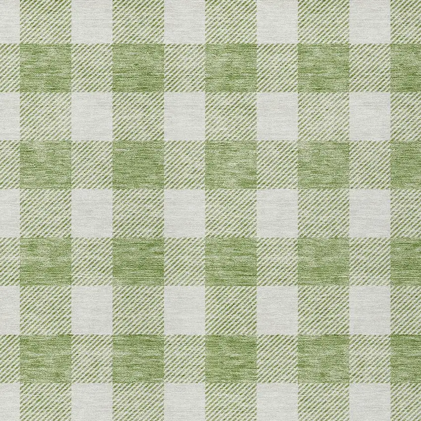 Artichoke Green And Gray Plaid Washable Indoor Outdoor Area Rug Photo 6