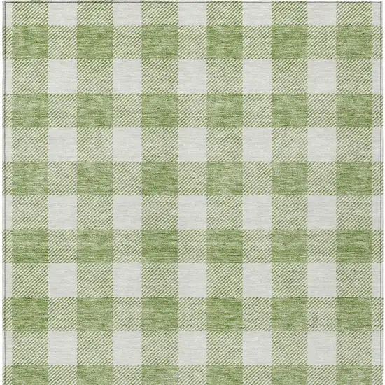 Artichoke Green And Gray Plaid Washable Indoor Outdoor Area Rug Photo 7