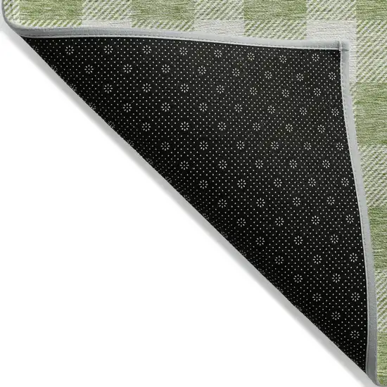 Artichoke Green And Gray Plaid Washable Indoor Outdoor Area Rug Photo 4