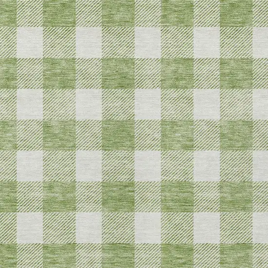 Artichoke Green And Gray Plaid Washable Indoor Outdoor Area Rug Photo 6