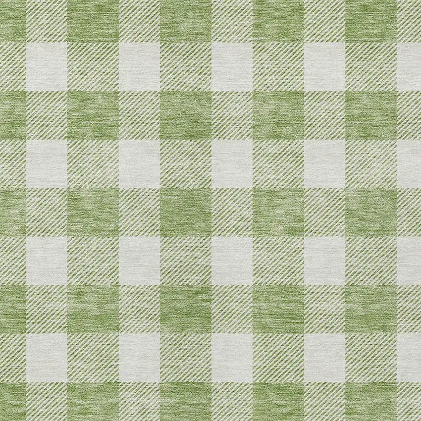 Artichoke Green And Gray Plaid Washable Indoor Outdoor Area Rug Photo 6