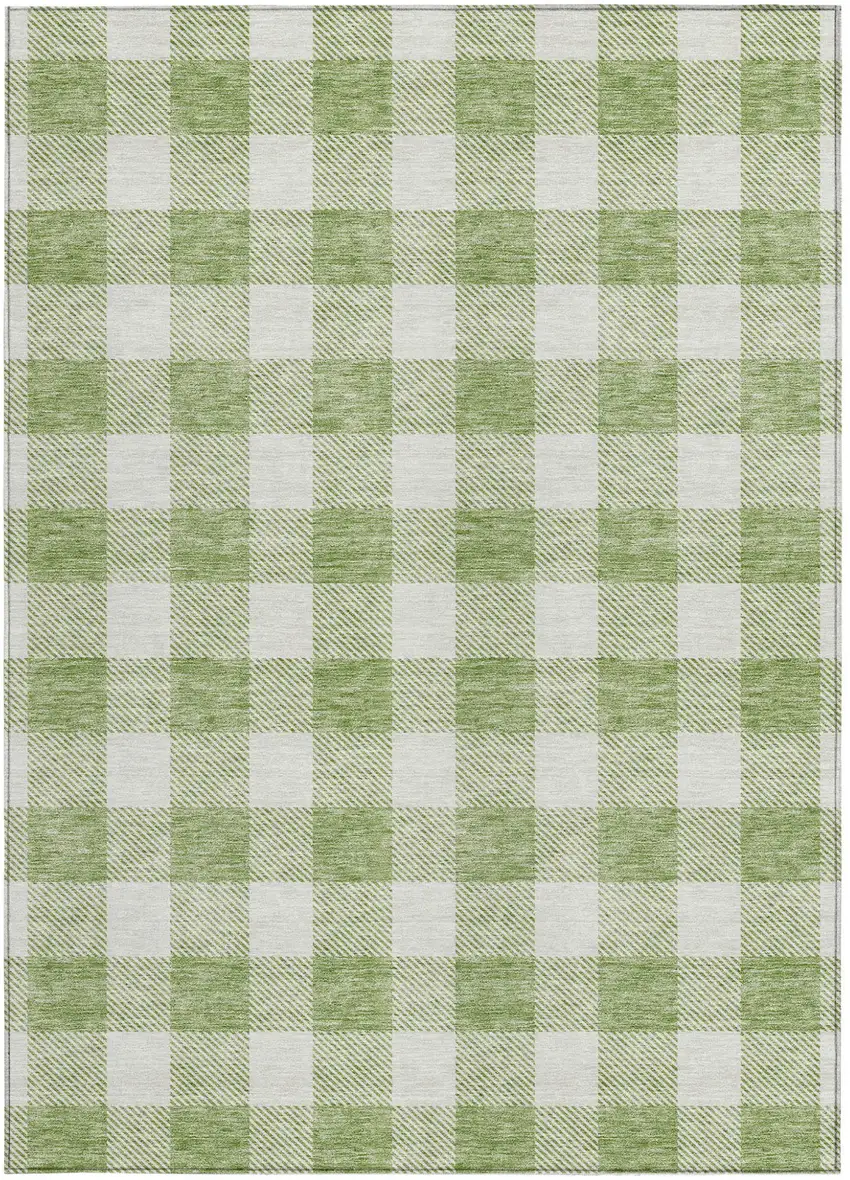 Artichoke Green And Gray Plaid Washable Indoor Outdoor Area Rug Photo 7