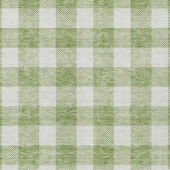 Artichoke Green And Gray Plaid Washable Indoor Outdoor Area Rug Photo 6