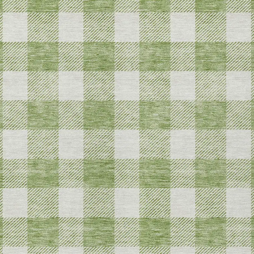 Artichoke Green And Gray Plaid Washable Indoor Outdoor Area Rug Photo 6
