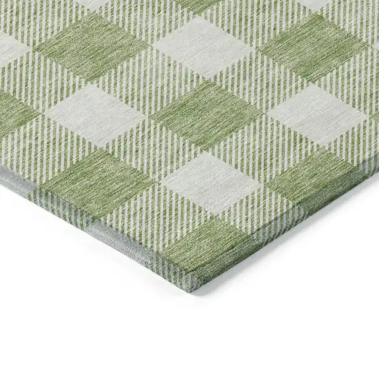 Artichoke Green And Gray Plaid Washable Indoor Outdoor Area Rug Photo 5