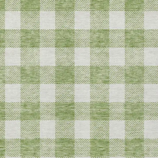 Artichoke Green And Gray Plaid Washable Indoor Outdoor Area Rug Photo 6