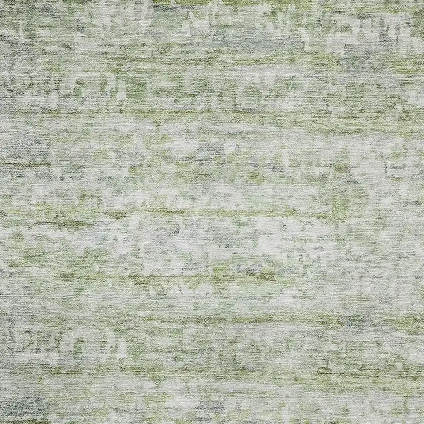 Artichoke Green And Gray Striped Washable Area Rug With UV Protection Photo 2